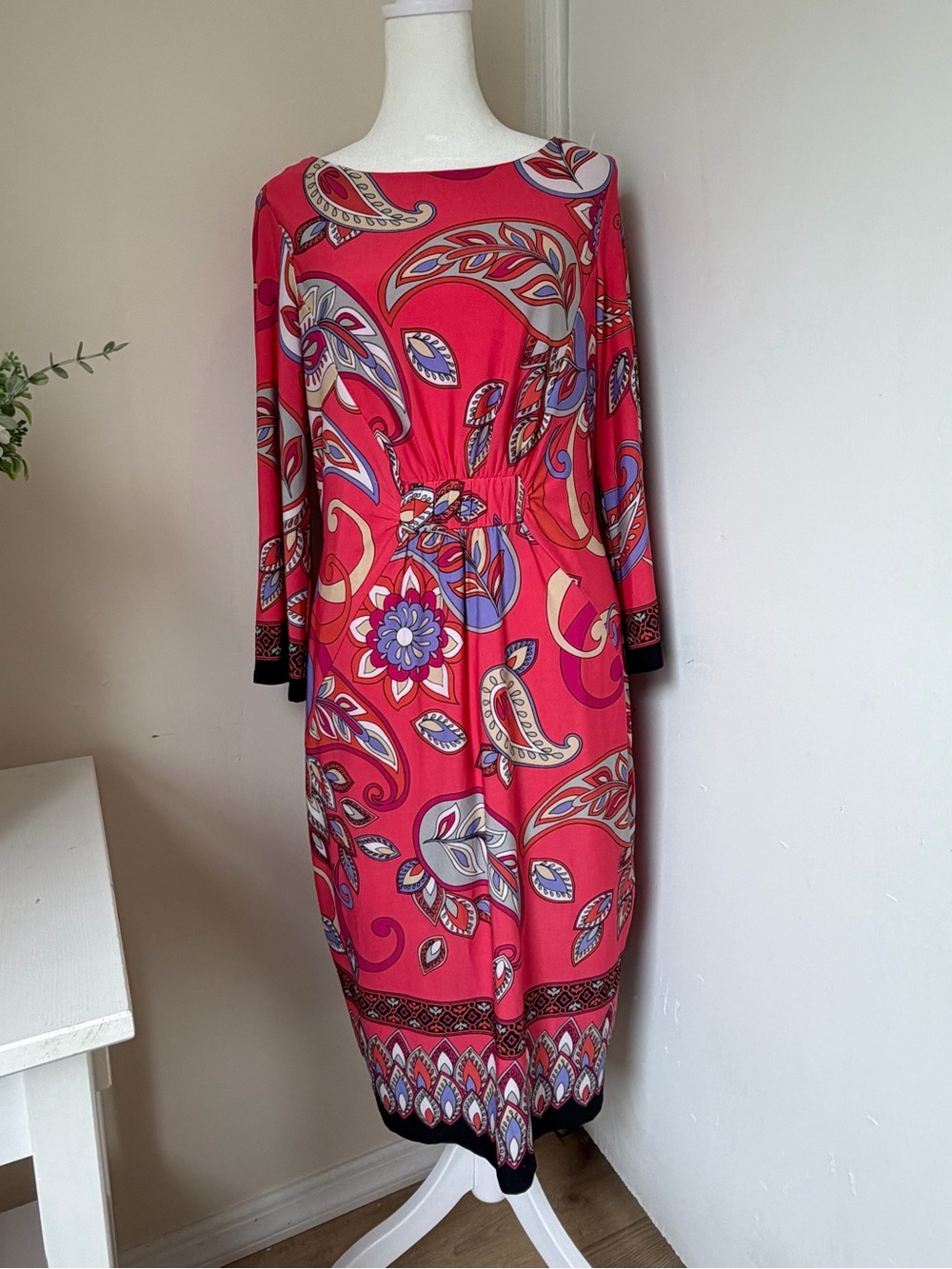 Ronni Nicole Pink Paisley-Print Long Sleeve Midi Dress